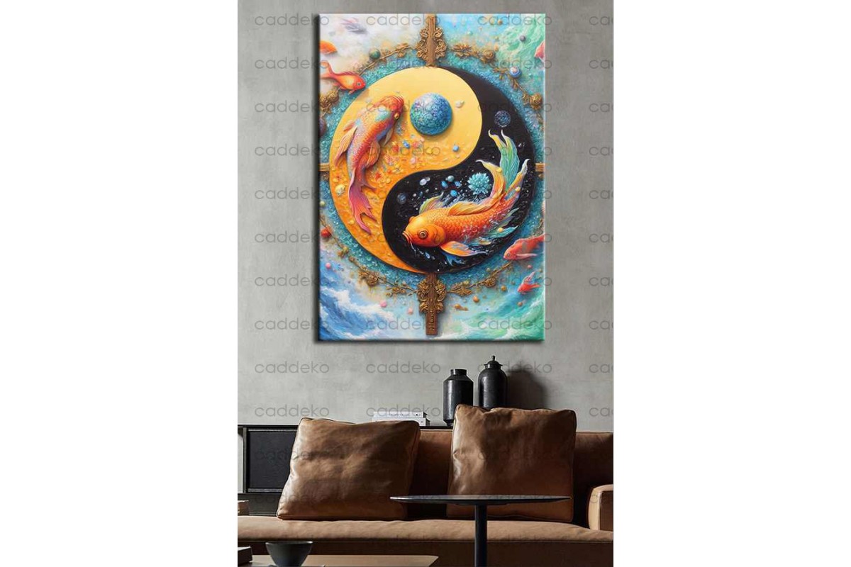 Ying Yang ve Balık Feng Shui Kanvas Tablo fngs20